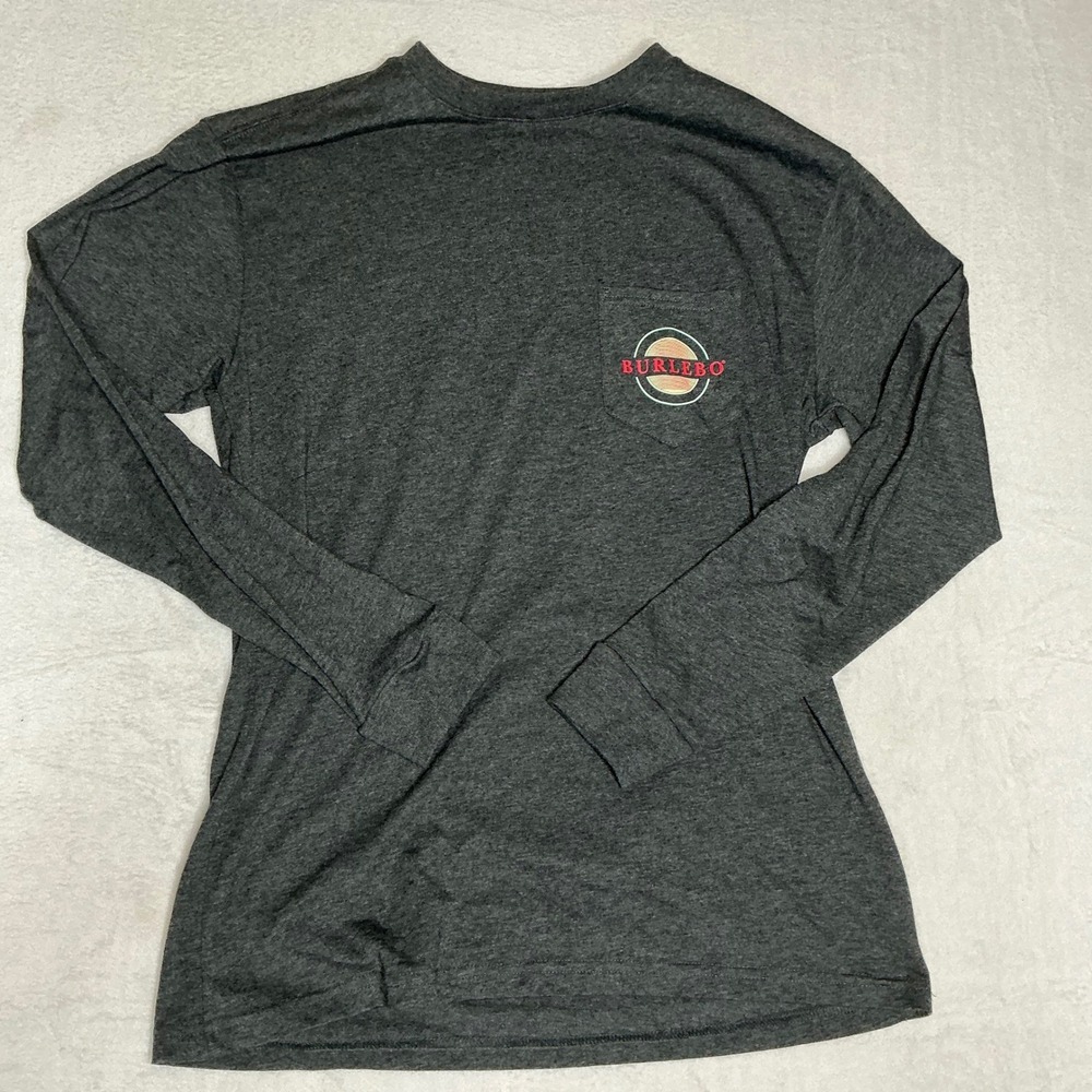 Burlebo Mens Long Sleeve T-Shirt Graphic Bison Wild and Free Charcoal Gray M